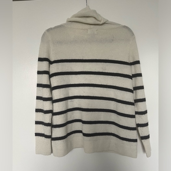 Old Navy Navy and White Striped Sweater Oversized Turtleneck - Picture 2 of 3